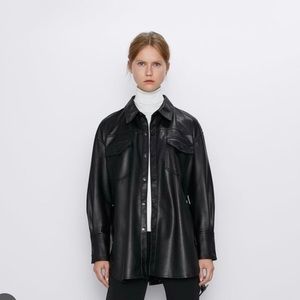 New with tags oversized leather shirt